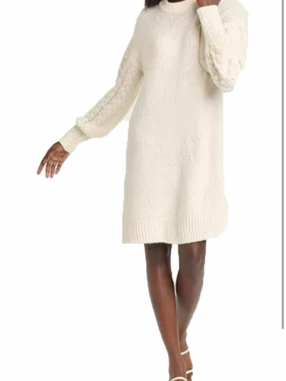 a new day Ivory Long-Sleeve Cable-Knit Sweater Dress